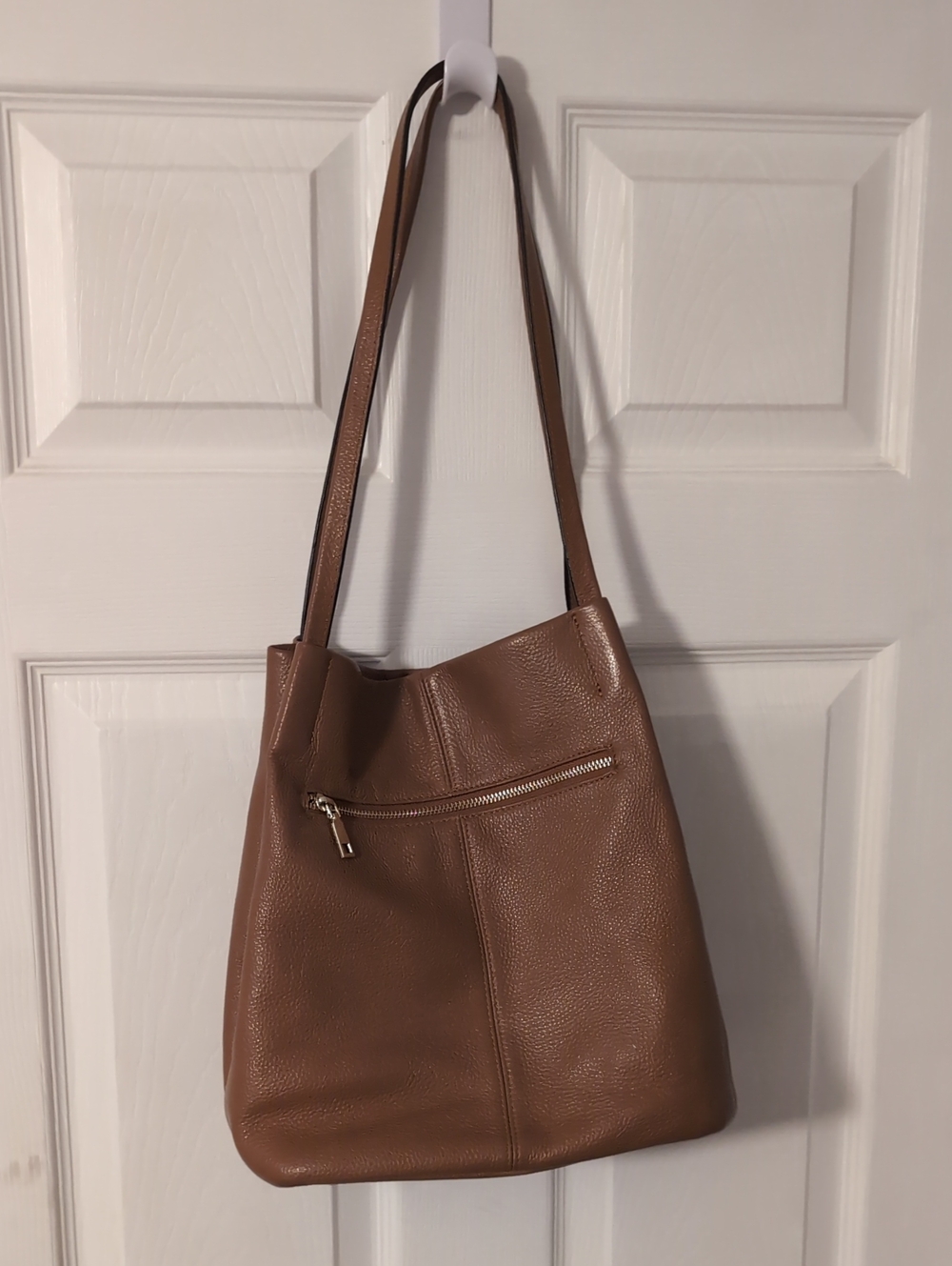 Kattee Cognac Brown Genuine Pebbled Leather Hobo Shoulder Bag Tote K202311